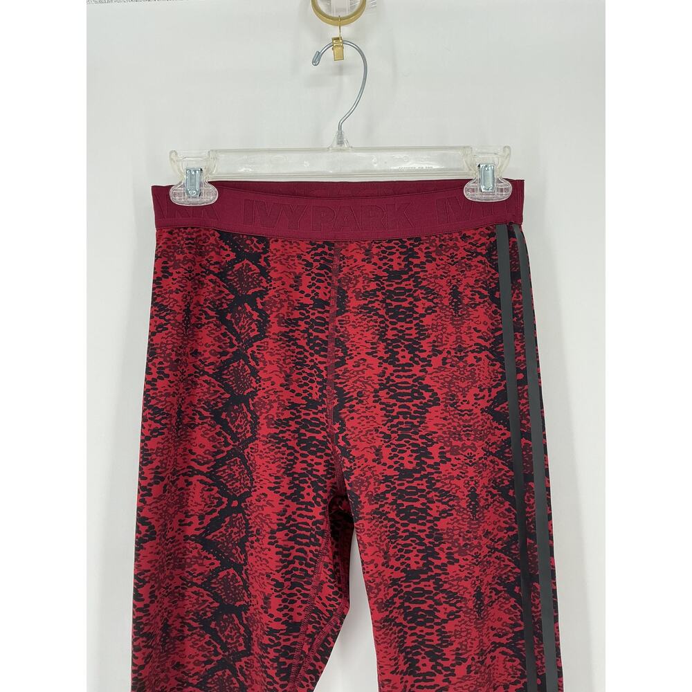 adidas x IVY PARK Leggings Women L Red Black Snakeskin High Rise 3 Stripe - Picture 3 of 8